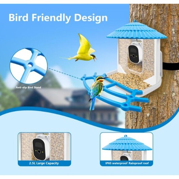 Smart Bird Feeder Camera 2.5K AI‎ Identification Wireless Outdoor Night Vision - Picture 6 of 11